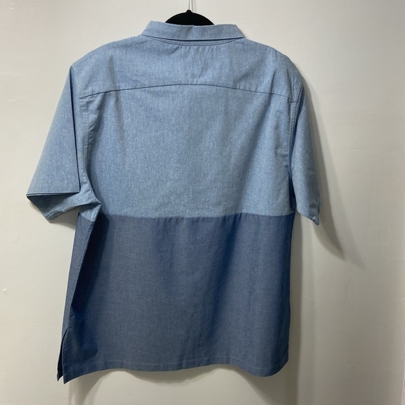 MEN’S BLUE COLOR BLOCK, SHORT SLEEVE CASUAL SHIRT.SIZE-LARGE. - Picture 2 of 12